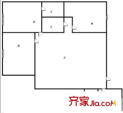 市北路房改房 4室 戶型圖