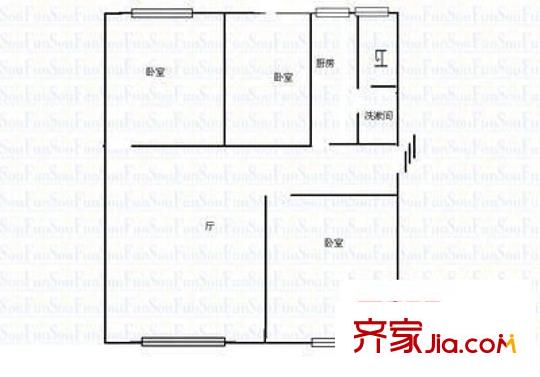 蟠桃宮交警支隊(duì)宿舍 3室 戶型圖