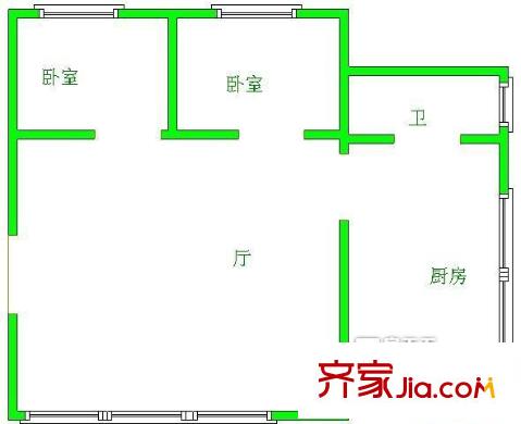  蟠桃宮交警支隊(duì)宿舍 2室 戶型圖