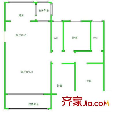 金陽新世界水臨境戶型圖407145433800 3室2廳2衛(wèi)1廚