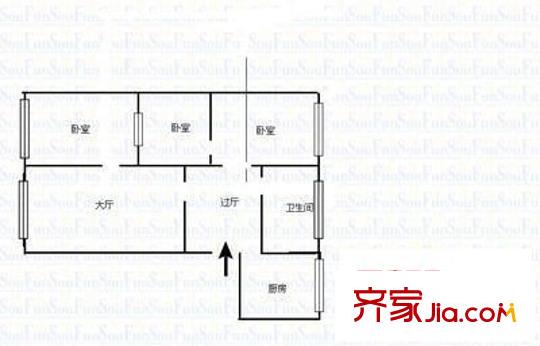 文昌路電信小區(qū) 2室 戶型圖