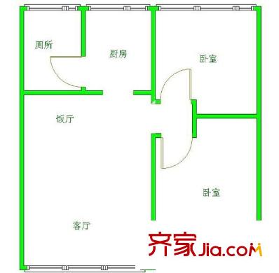 文昌路電信小區(qū) 2室 戶型圖