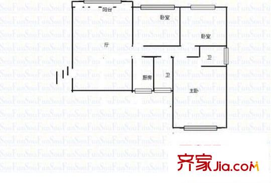 中天花園紫薇園 3室 戶型圖