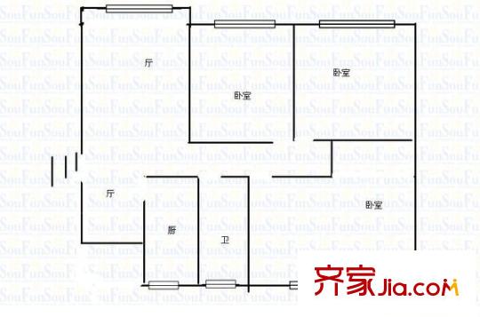 東山怡景苑 3室 戶型圖