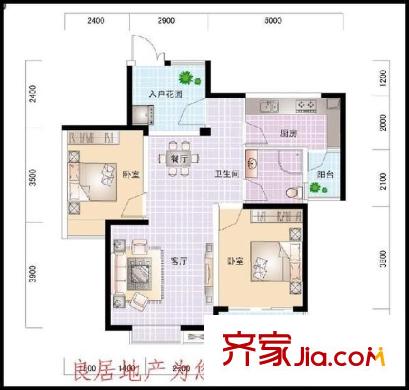 世紀(jì)城龍耀苑 2室 戶型圖
