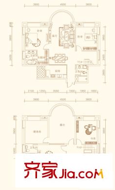 紫金莊園戶型圖4棟1單元1號戶型 4室2廳4衛(wèi)1廚