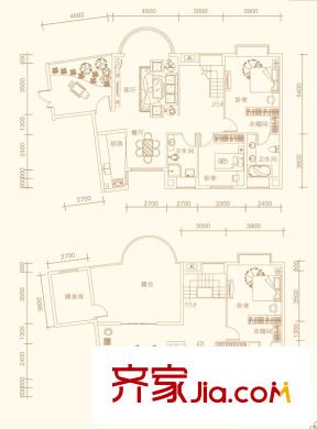 紫金莊園戶型圖5棟2單元2號戶型 4室2廳4衛(wèi)1廚