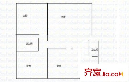 蟠桃宮交警支隊(duì)宿舍 3室 戶型圖
