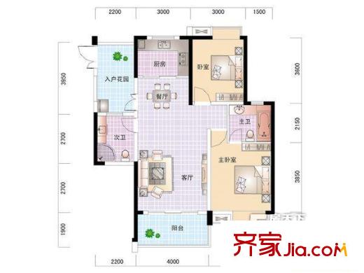 世紀(jì)城龍凱苑 2室 戶型圖
