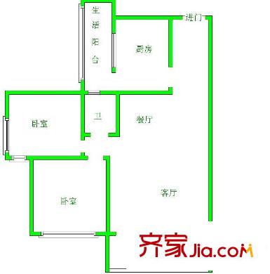 世紀城龍凱苑 2室 戶型圖