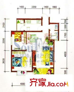 美樹陽光戶型圖主力戶型2 兩室兩廳單衛(wèi) 2室2廳1衛(wèi)