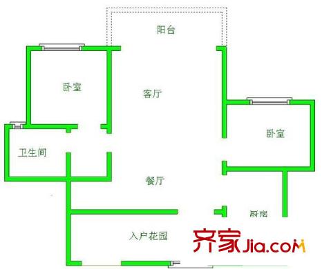 世紀(jì)城龍賢苑 2室 戶型圖