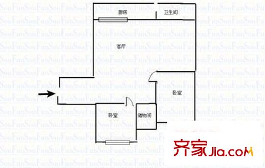省府大院43號(hào) 2室 戶型圖