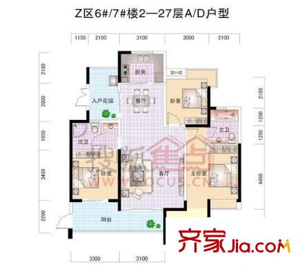 世紀(jì)城龍泉苑 3室 戶型圖