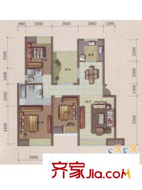 中天花園 3室 戶型圖
