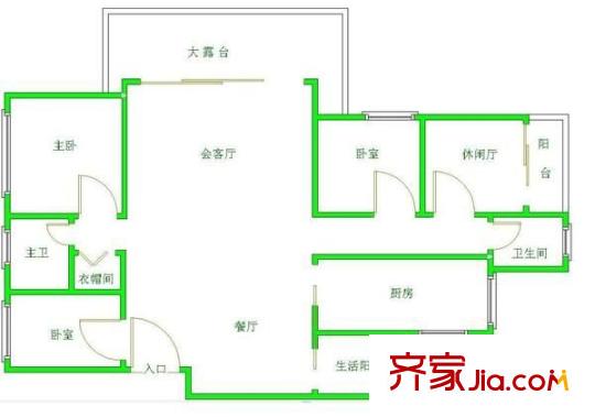 中天花園 4室 戶型圖