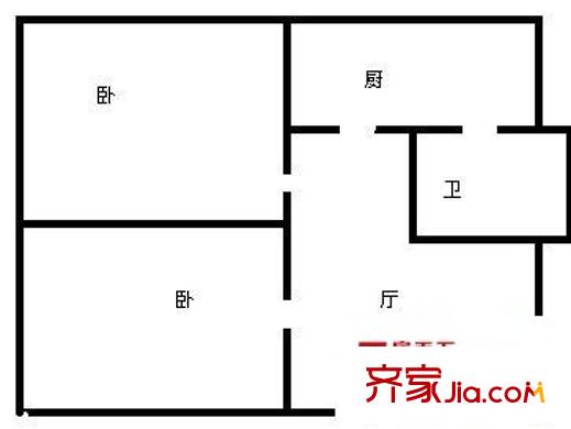 文昌路電信小區(qū) 2室 戶型圖