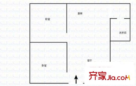 文昌路電信小區(qū) 2室 戶型圖