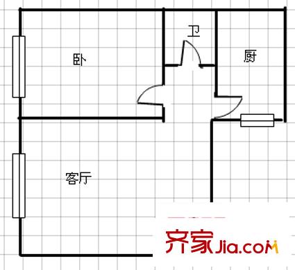 文昌路電信小區(qū) 1室 戶型圖
