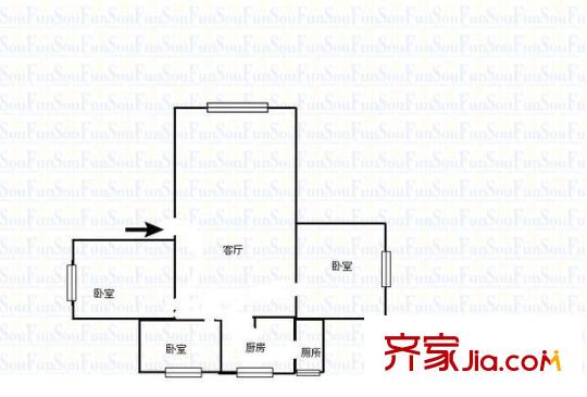 中天花園紫薇園 3室 戶型圖