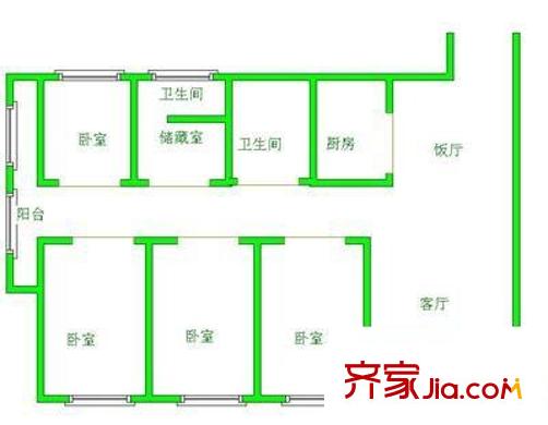 加州陽光新城 3室 戶型圖