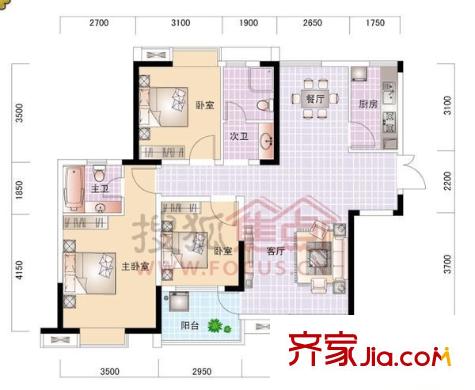 世紀(jì)城龍耀苑 3室 戶型圖