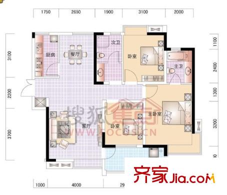 世紀(jì)城龍耀苑 3室 戶型圖
