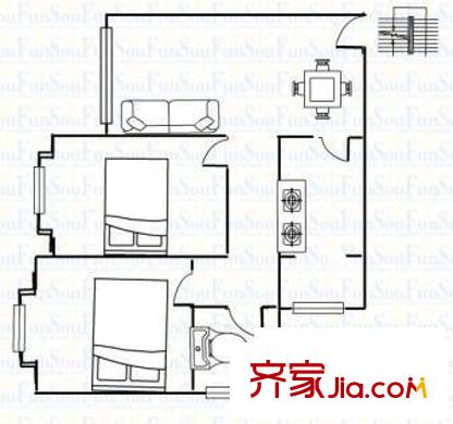 美樹陽光 2室 戶型圖