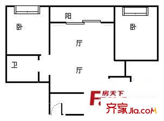 世紀(jì)城龍賢苑 2室 戶型圖