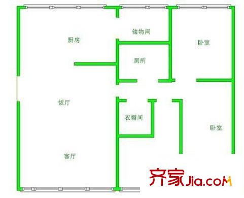 省府大院43號(hào) 3室 戶型圖