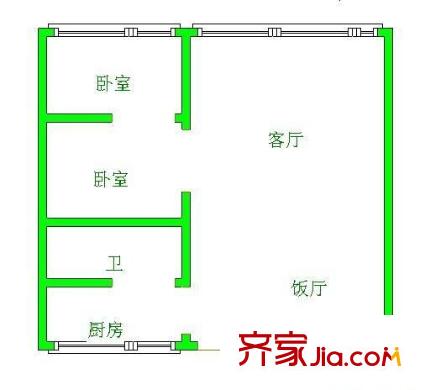 省府大院43號(hào) 2室 戶(hù)型圖