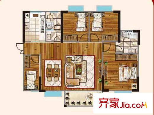 青果二期壹品峰景二期9號(hào)樓戶型圖 4室2廳2衛(wèi)1廚