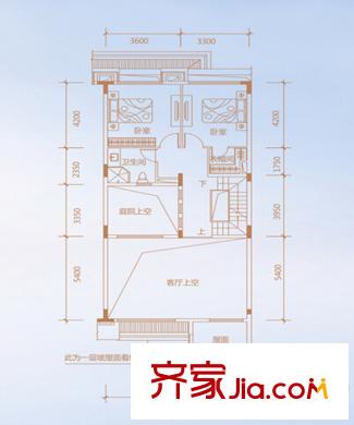 中航城坡地聯(lián)排別墅中間戶06-10棟2層 2室1衛(wèi)