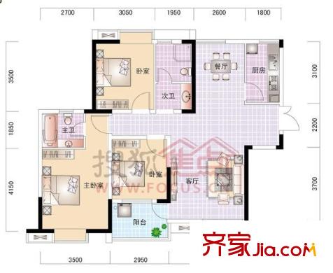 世紀(jì)城龍泉苑 3室 戶型圖