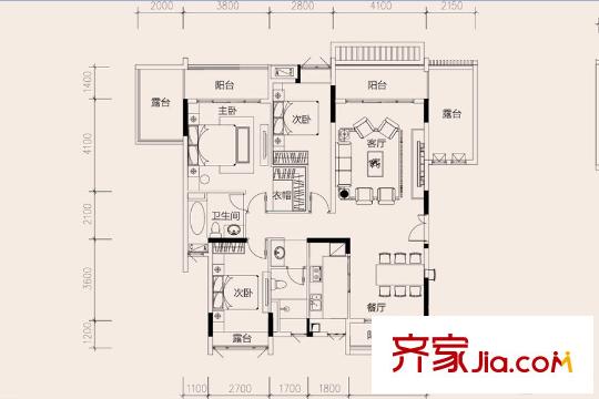 新世界?嘉院B棟B1花園平墅3房2廳2衛(wèi)約123.03平方米 3室2廳2衛(wèi)1廚