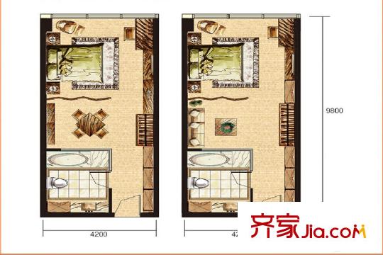 中和寶霖廣場單人間戶型 1室1廳1衛(wèi)
