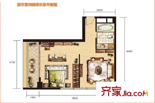 中和寶霖廣場套間戶型 1室1廳1衛(wèi)