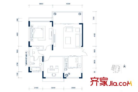 中鐵閱山湖25棟洋房1、2戶型2室2廳1衛(wèi)100平 2室2廳1衛(wèi)1廚