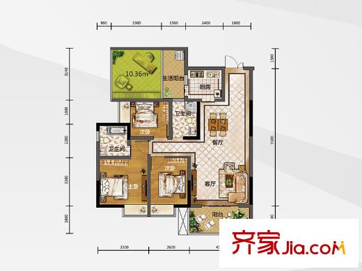 白金壹號(hào)12號(hào)樓1、6號(hào)房 3室2廳1衛(wèi)1廚