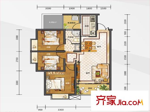 白金壹號(hào)白金一號(hào) 戶型單張4棟B1戶型- 3室2廳2衛(wèi)1廚