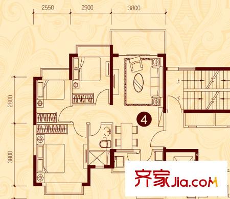 貴陽恒大城2、5、8號樓2-32層4號戶型 3室2廳1衛(wèi)1廚