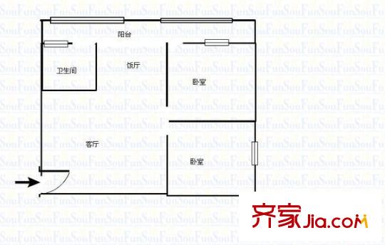 中山花園 2室 戶型圖