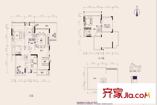 新世界?嘉院D棟D1星空復墅3房2廳3衛(wèi)約168.76平方米 3室2廳3衛(wèi)1廚