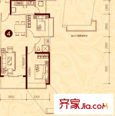 貴陽恒大城14、15號樓2-32層4號戶型 2室2廳1衛(wèi)1廚