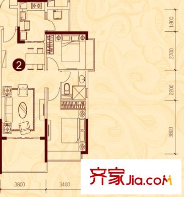 貴陽恒大城2、5、8號樓2-32層2號戶型 2室2廳1衛(wèi)1廚