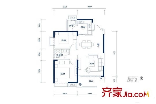 中鐵閱山湖悅館23-24棟高層 2室2廳1衛(wèi)1廚