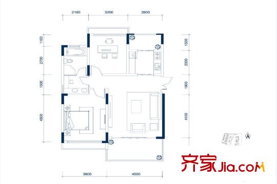 中鐵閱山湖27-28棟洋房1、2號(hào)戶型2室2廳1衛(wèi)100平 2室2廳1衛(wèi)1廚