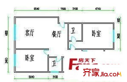 朗晴居 3室 戶型圖