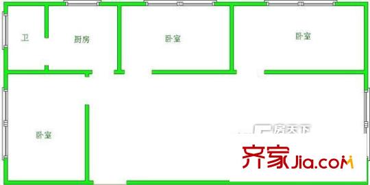 科研所宿舍戶型圖407393396500 3室1廳1衛(wèi)1廚