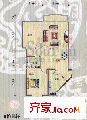 香格里拉戶(hù)型圖1室1廳1衛(wèi)1廚